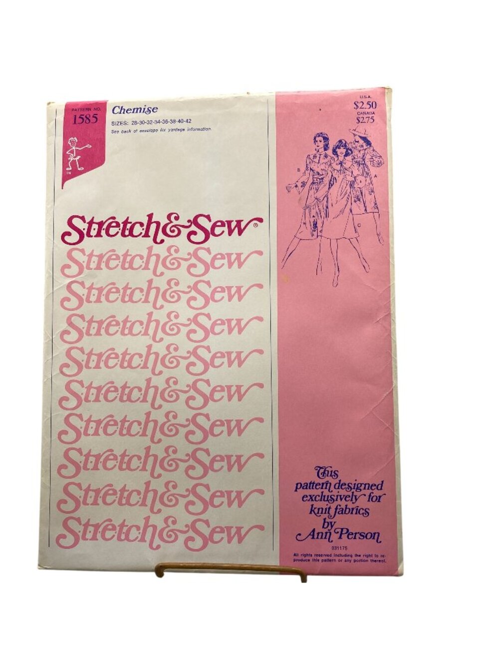 UNCUT Vintage Sewing PATTERN Stretch and Sew 1585 by Ann Person, Ladies 1975